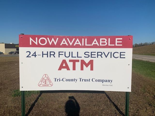 Coming Soon Sign for Tri-County Trust Company's new ATM
